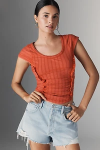 Pilcro Textured Cap-Sleeve Tee