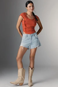 Pilcro Textured Cap-Sleeve Tee