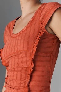 Pilcro Textured Cap-Sleeve Tee