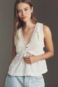 By Anthropologie Crochet Babydoll Tank Top