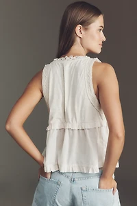 By Anthropologie Crochet Babydoll Tank Top