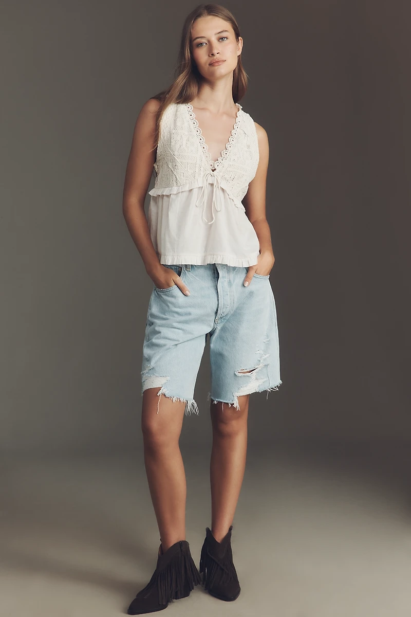 By Anthropologie Crochet Babydoll Tank Top