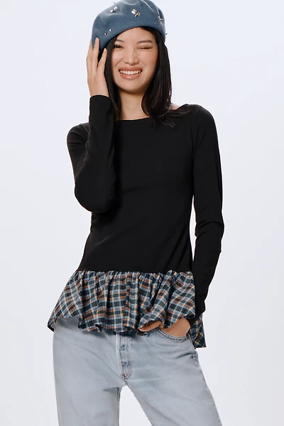 Maeve Long-Sleeve Peplum Top