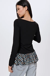 Maeve Long-Sleeve Peplum Top