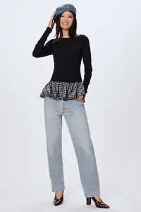 Maeve Long-Sleeve Peplum Top