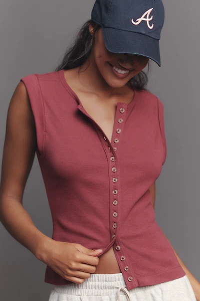 Pilcro Sleeveless Button-Front Knit Top