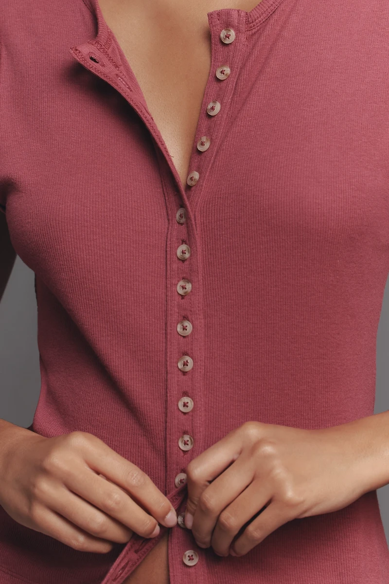 Pilcro Sleeveless Button-Front Knit Top