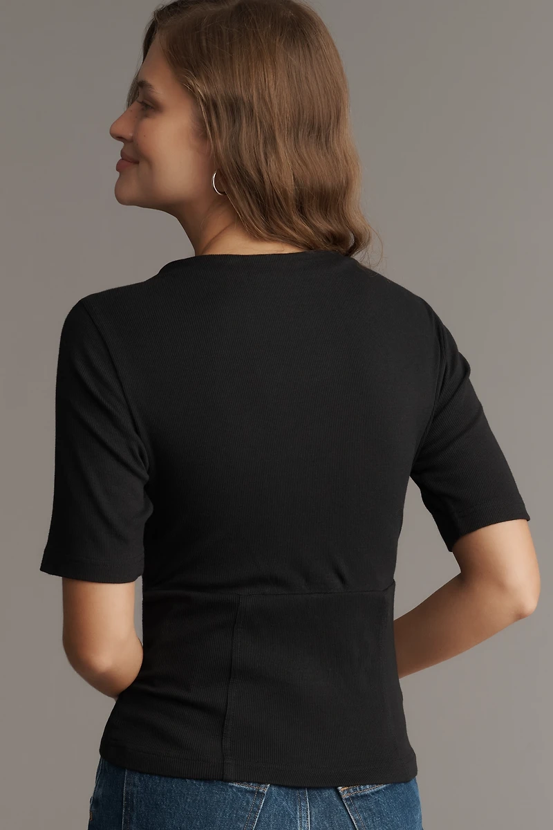 Pilcro Button-Bodice Waisted Top