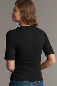 Pilcro Button-Bodice Waisted Top