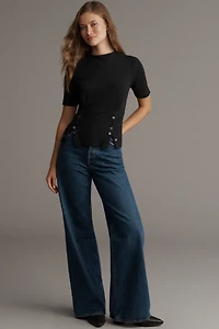 Pilcro Button-Bodice Waisted Top