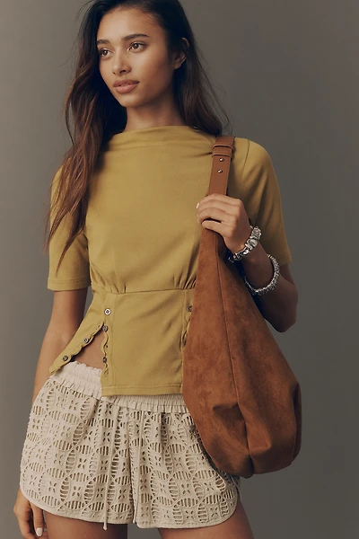 Pilcro Button-Bodice Waisted Top