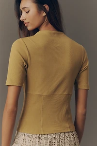 Pilcro Button-Bodice Waisted Top