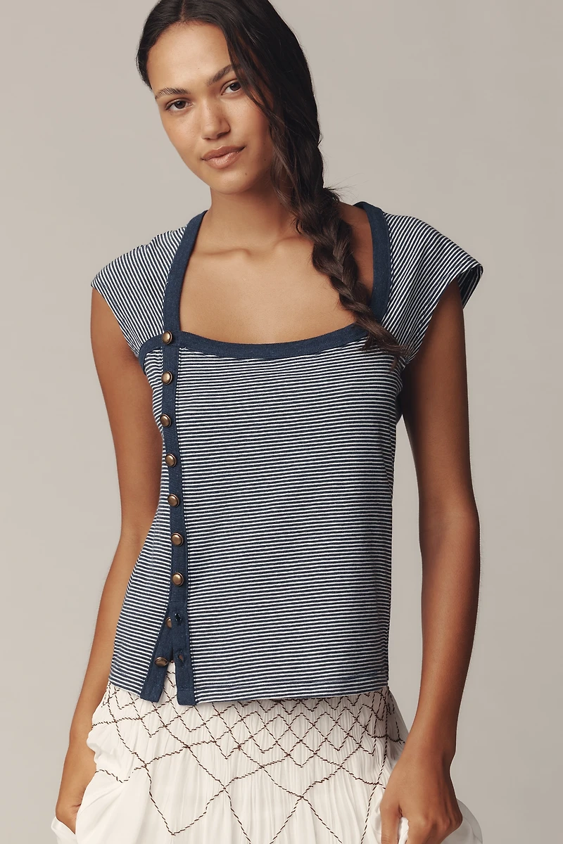 Maeve Short-Sleeve Side-Button Top