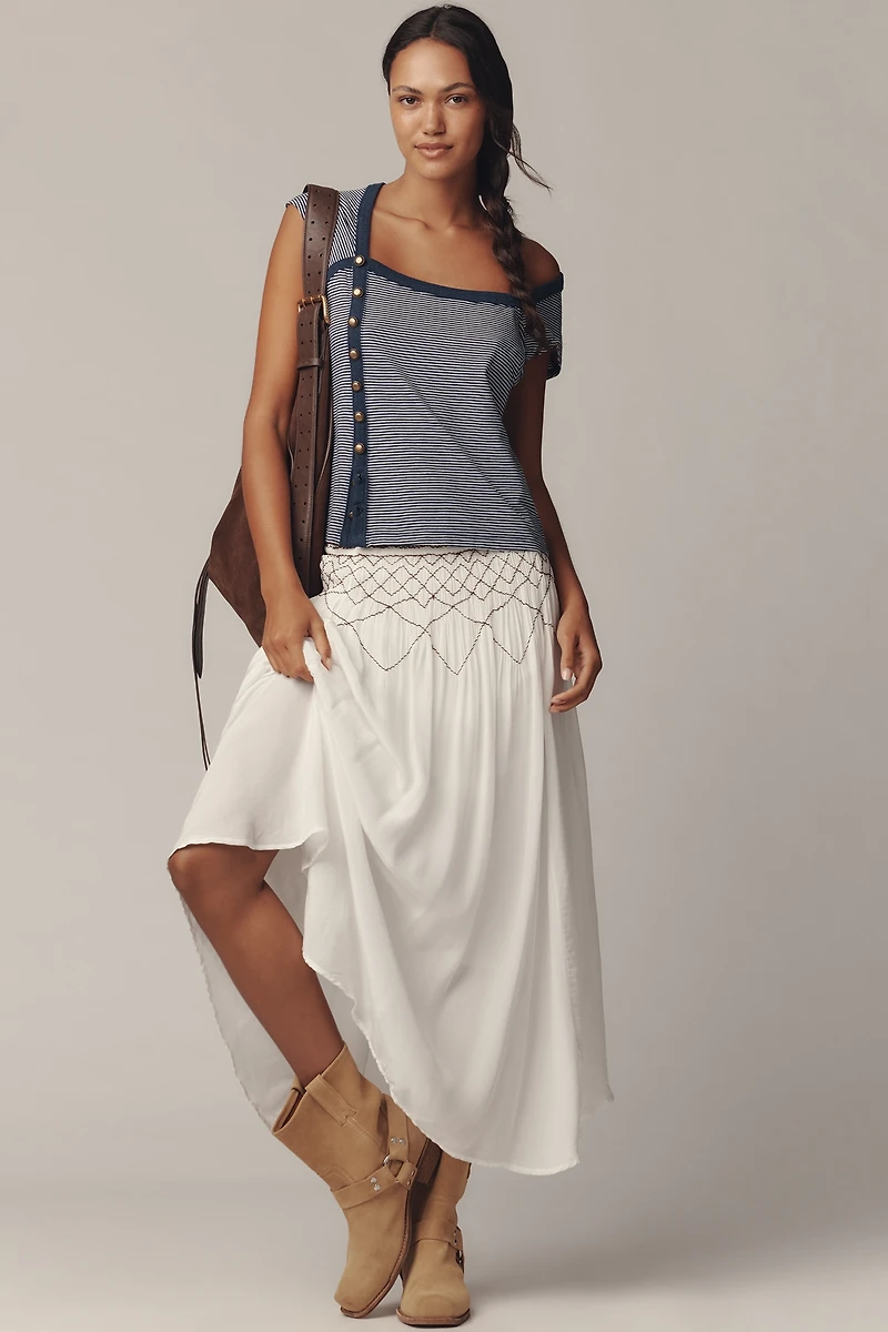 Maeve Short-Sleeve Side-Button Top