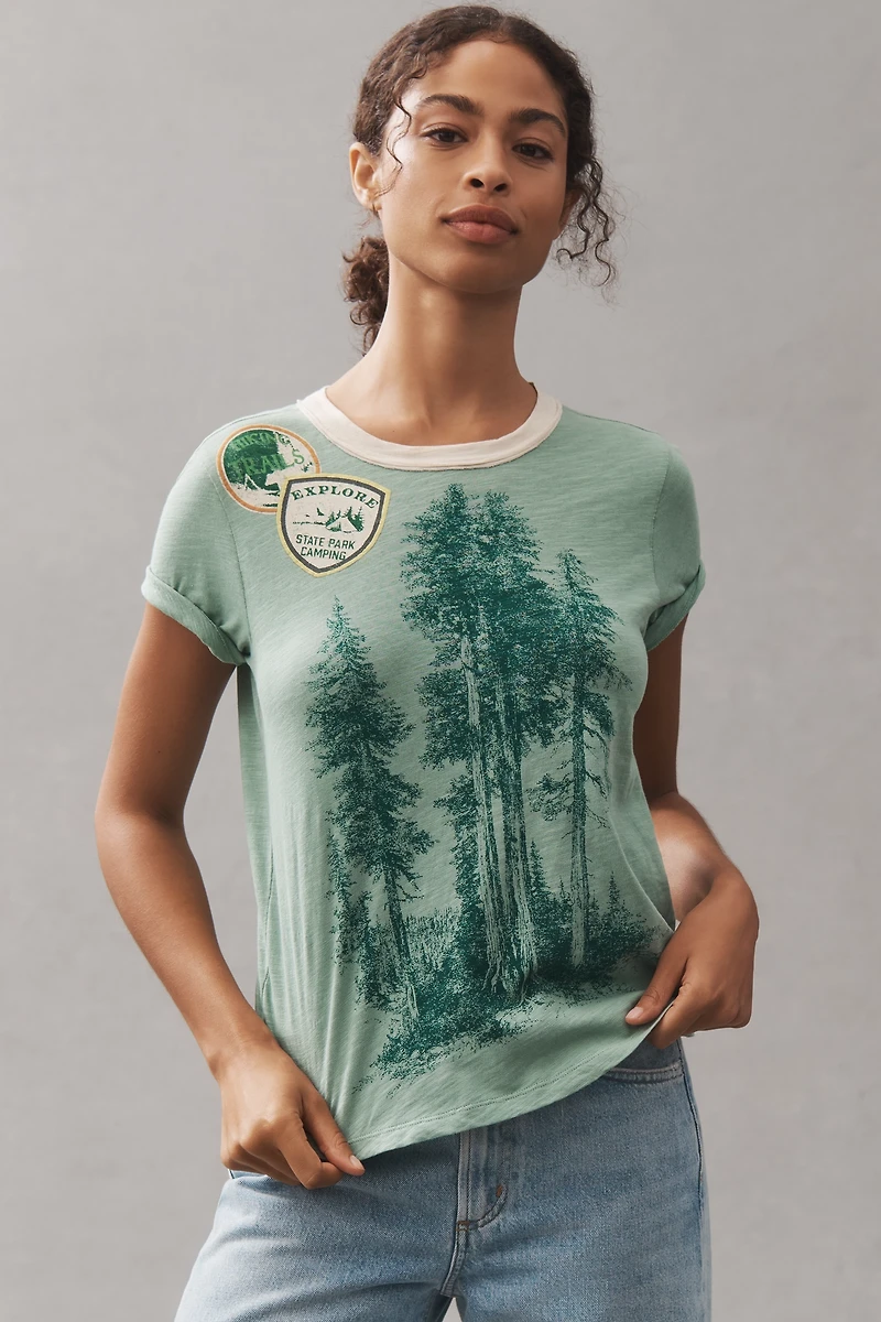 Pilcro Cotton Graphic Ringer Tee