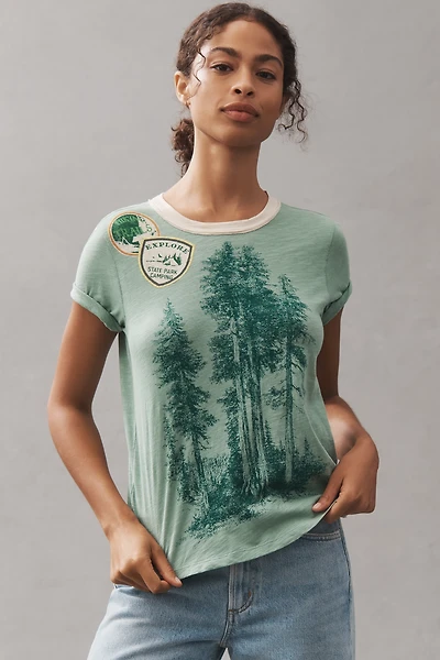 Pilcro Cotton Graphic Ringer Tee