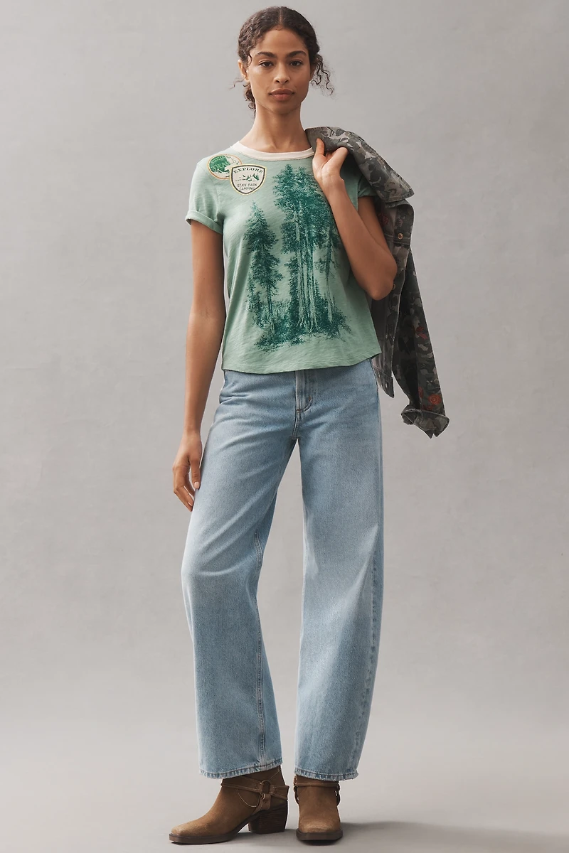 Pilcro Cotton Graphic Ringer Tee