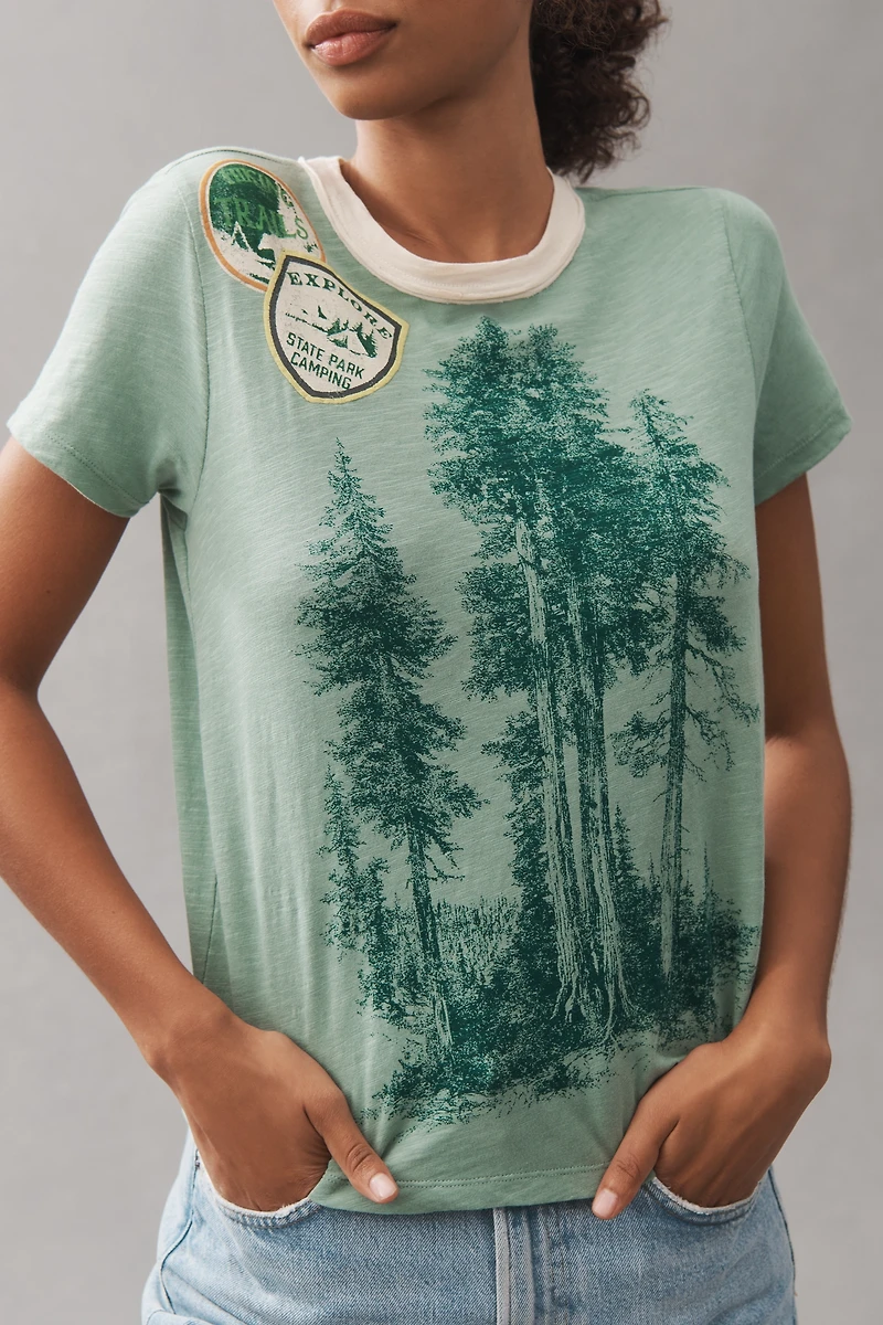Pilcro Cotton Graphic Ringer Tee