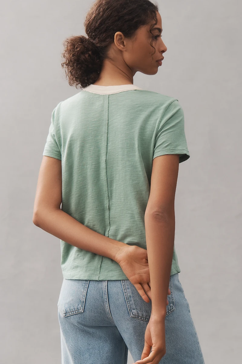 Pilcro Cotton Graphic Ringer Tee