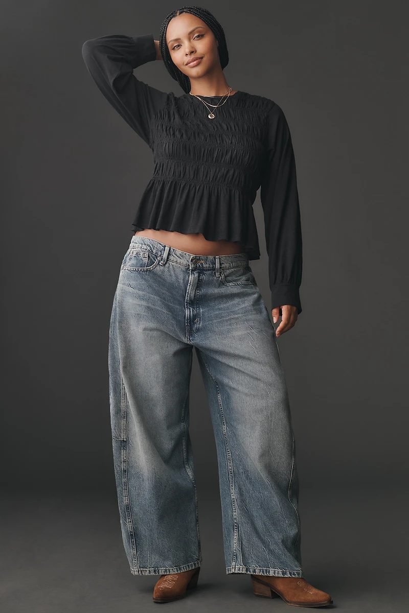 Pilcro Long-Sleeve Smocked Top