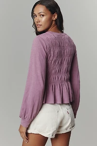 Pilcro Long-Sleeve Smocked Top