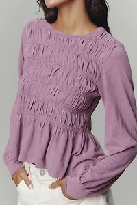 Pilcro Long-Sleeve Smocked Top