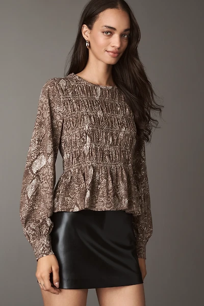 Pilcro Long-Sleeve Smocked Top