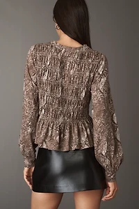 Pilcro Long-Sleeve Smocked Top