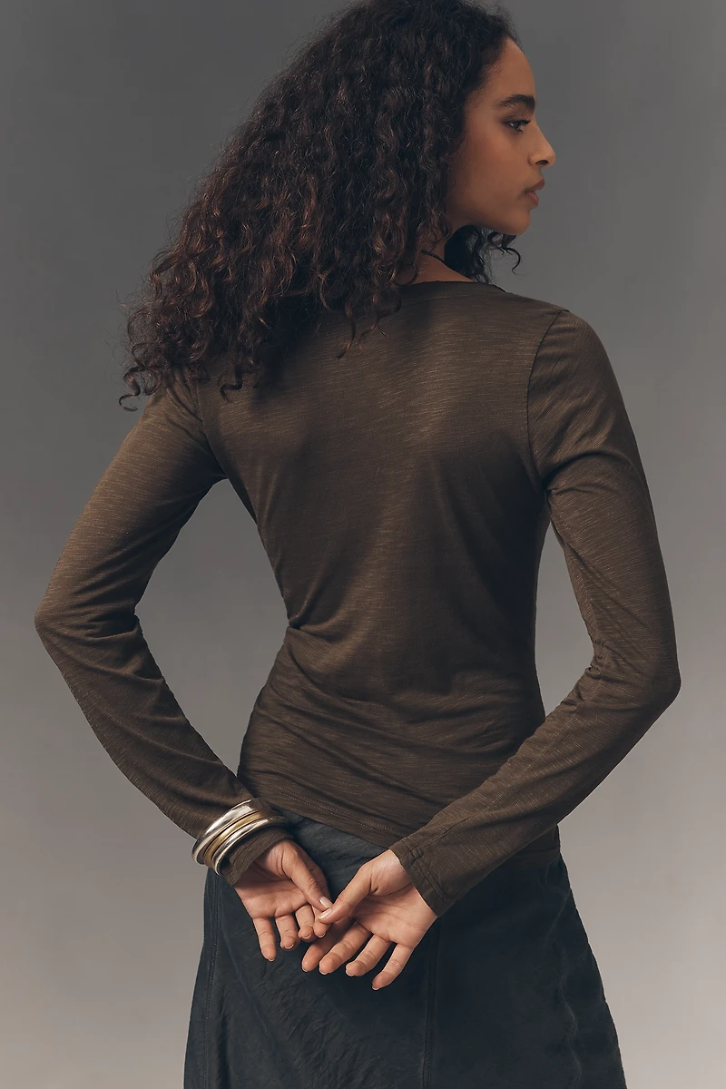 Pilcro Long-Sleeve Cinched V-Neck Top