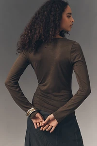 Pilcro Long-Sleeve Cinched V-Neck Top