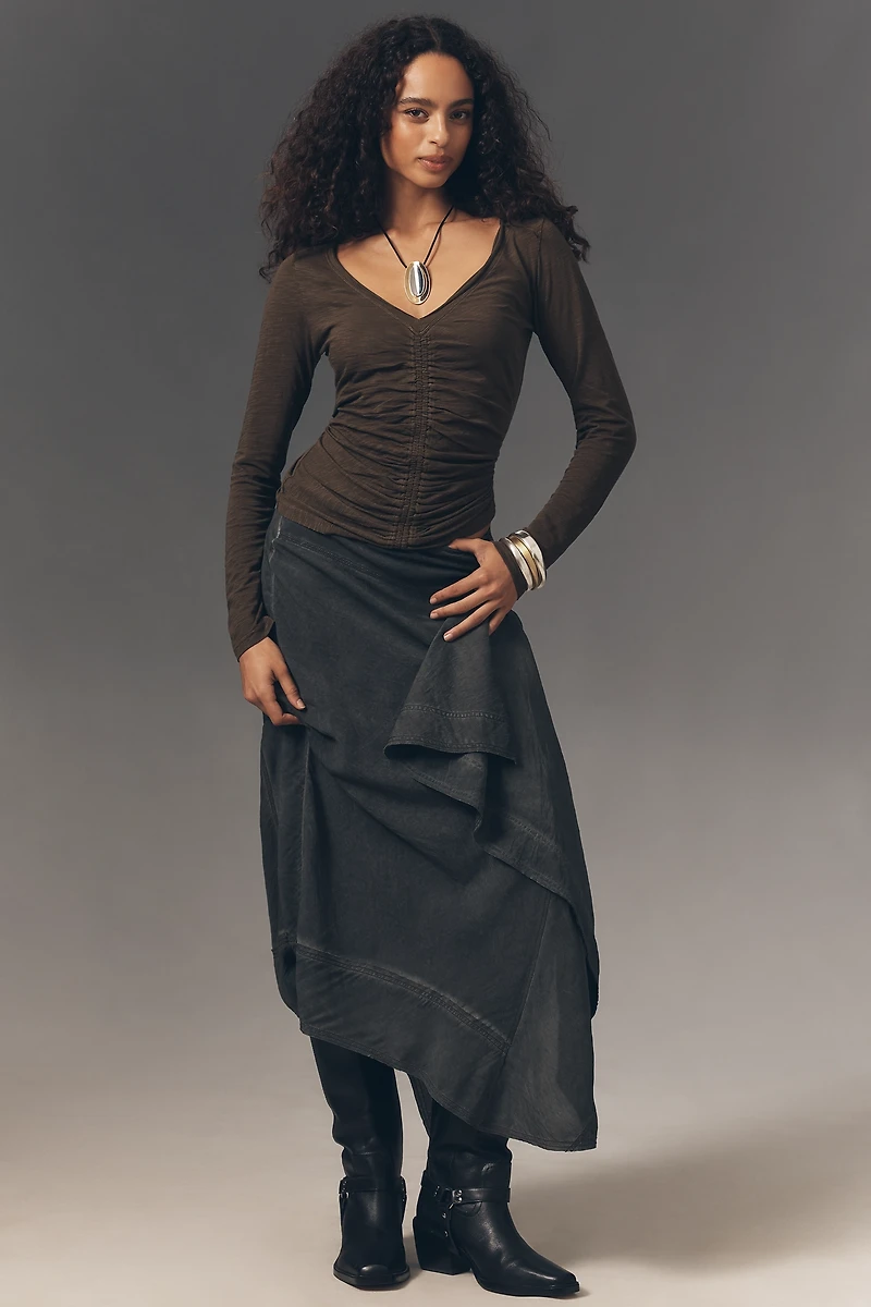 Pilcro Long-Sleeve Cinched V-Neck Top