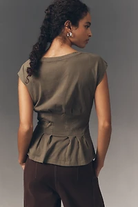 By Anthropologie Graphic Darted Peplum Tee
