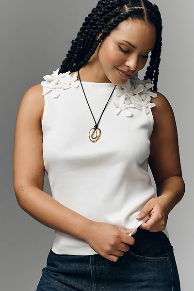 By Anthropologie 3D Floral Tank