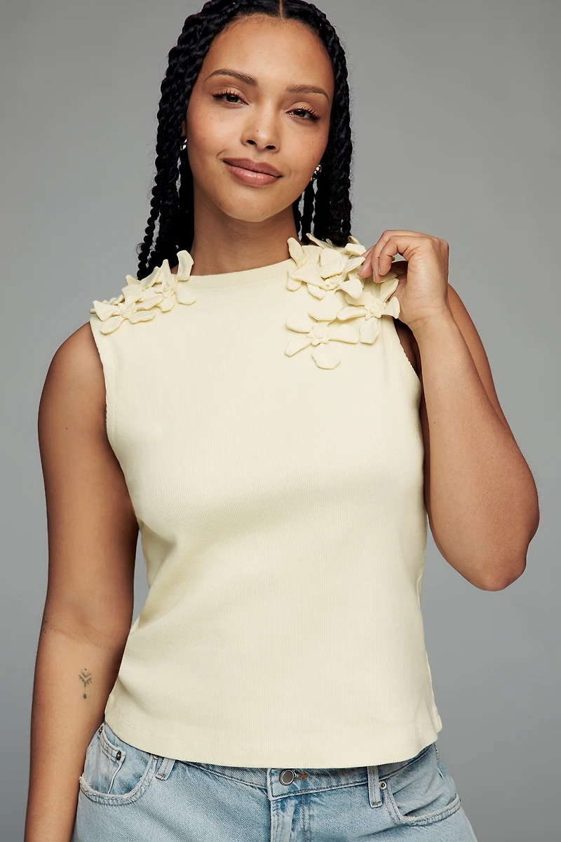 By Anthropologie 3D Floral Tank