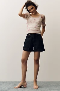 By Anthropologie Fitted Tulle Blouse