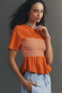 Maeve Cotton Smocked Tee