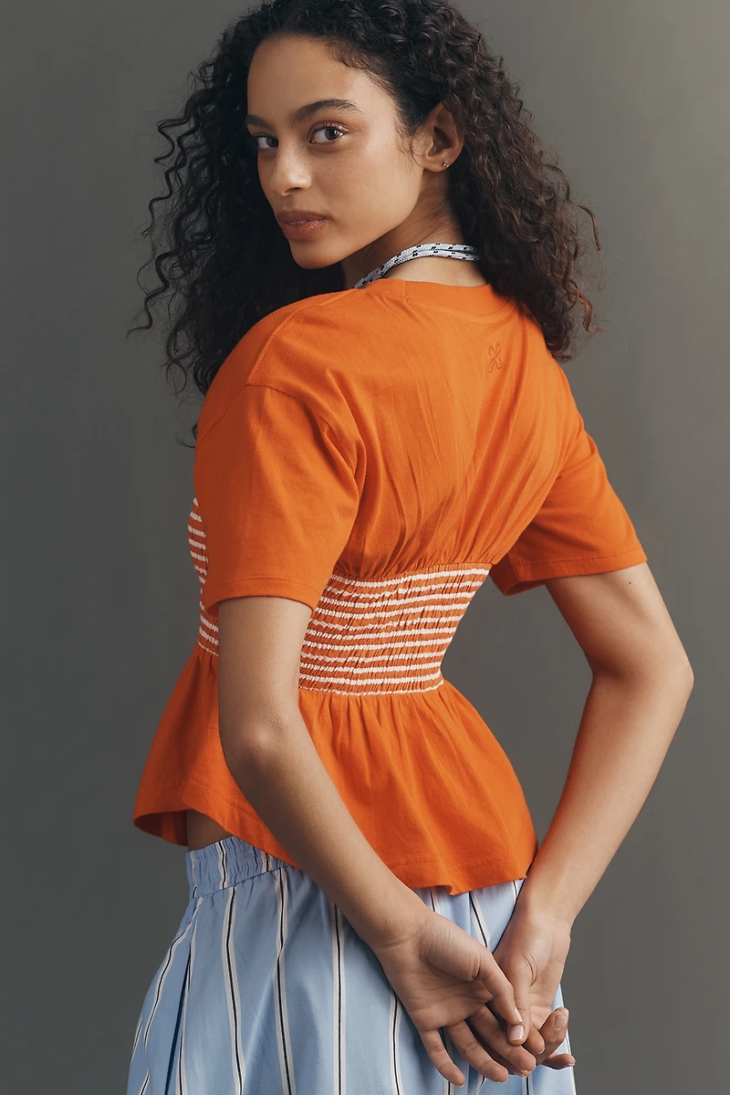 Maeve Cotton Smocked Tee