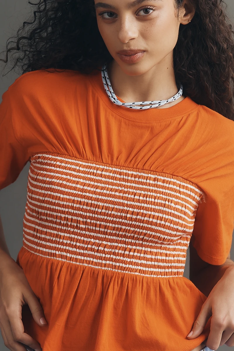 Maeve Cotton Smocked Tee