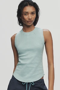 Pilcro Cotton Blend Split Graphic Tank Top