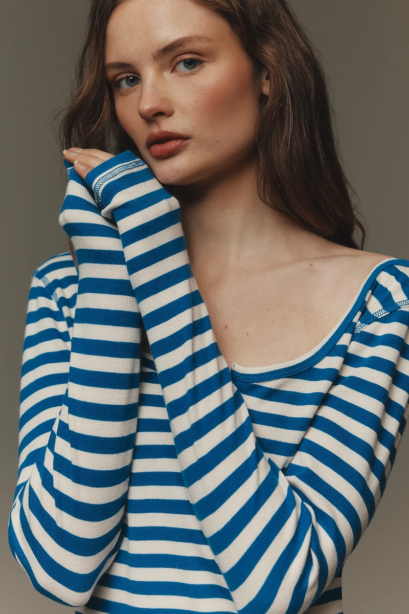 Pilcro Notched Long-Sleeve T-Shirt