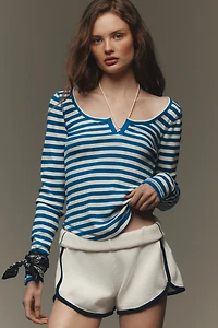 Pilcro Notched Long-Sleeve T-Shirt