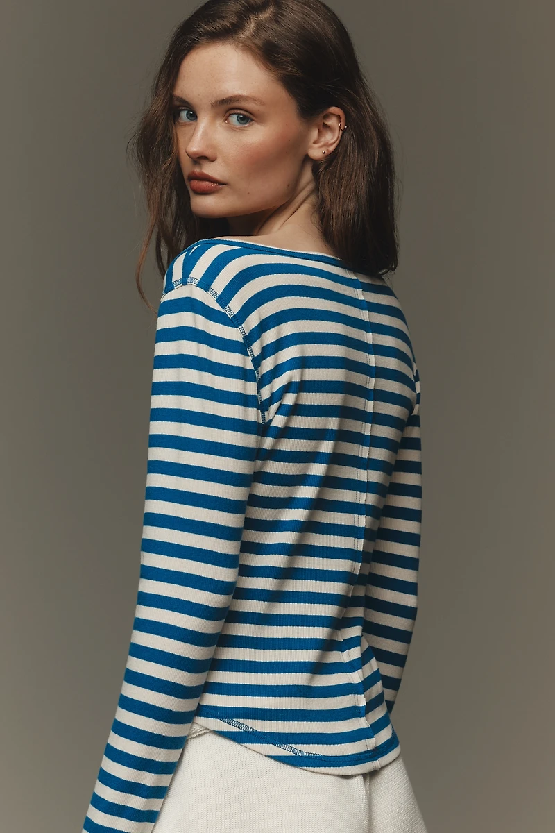 Pilcro Notched Long-Sleeve T-Shirt