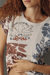 By Anthropologie Embroidered Baby Tee