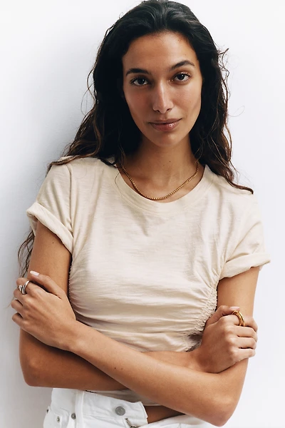 Bennie Ruched Crew-Neck Tee by Pilcro