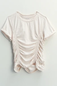 Bennie Ruched Crew-Neck Tee by Pilcro