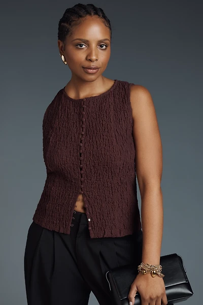 By Anthropologie Puckered Peplum Top