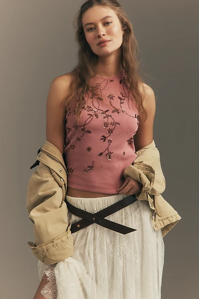 Pilcro Embellished Halter Tank Top