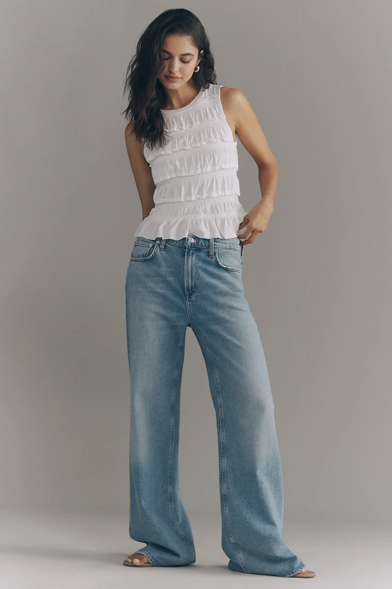 Maeve Cotton Shirred Ruffle Tank