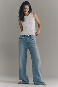 Maeve Cotton Shirred Ruffle Tank