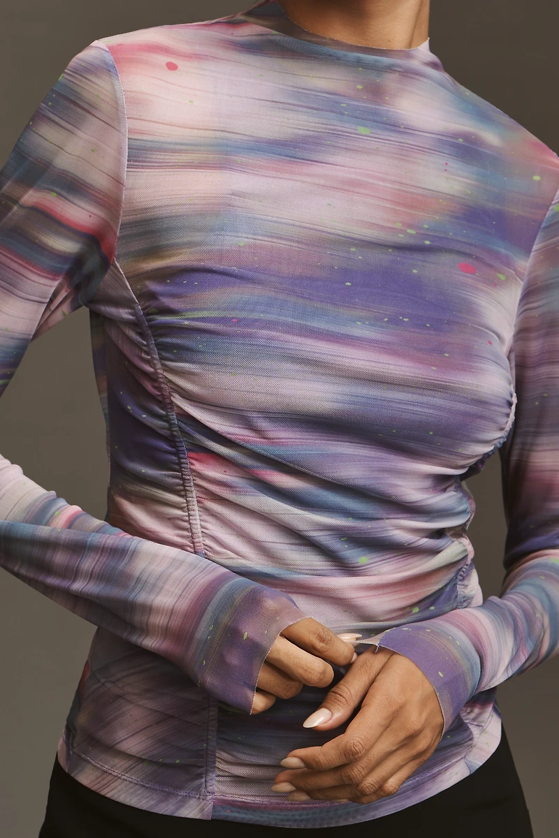 By Anthropologie Double-Layer Mesh Top